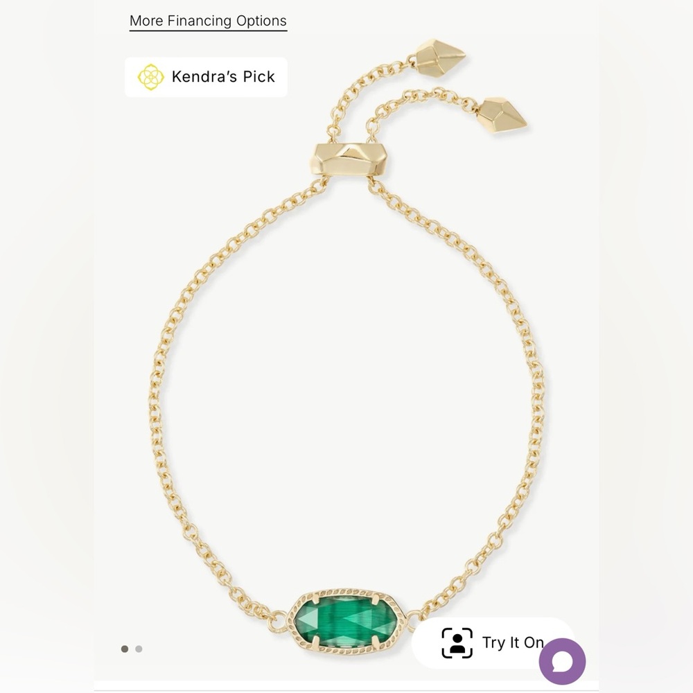 Elaina Gold Adjustable Chain Bracelet in Emerald Cat’s Eye